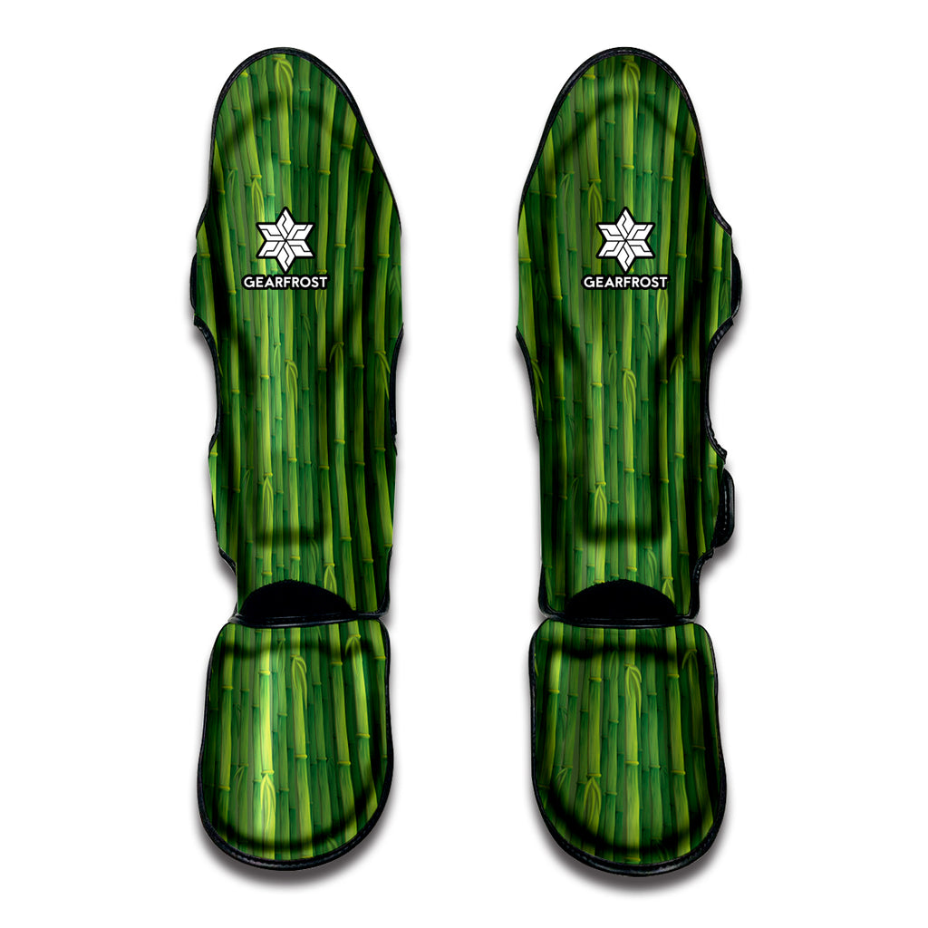 Green Bamboo Tree Pattern Print Muay Thai Shin Guard