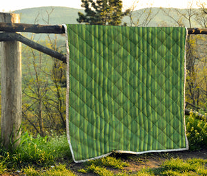 Green Bamboo Tree Pattern Print Quilt