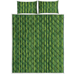 Green Bamboo Tree Pattern Print Quilt Bed Set