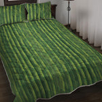 Green Bamboo Tree Pattern Print Quilt Bed Set