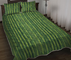 Green Bamboo Tree Pattern Print Quilt Bed Set