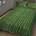 Green Bamboo Tree Pattern Print Quilt Bed Set