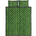 Green Bamboo Tree Pattern Print Quilt Bed Set