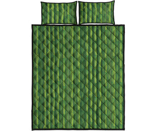 Green Bamboo Tree Pattern Print Quilt Bed Set