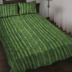 Green Bamboo Tree Pattern Print Quilt Bed Set