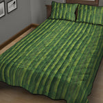 Green Bamboo Tree Pattern Print Quilt Bed Set