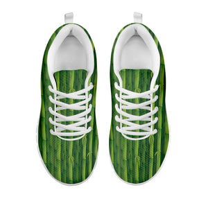 Green Bamboo Tree Pattern Print White Sneakers