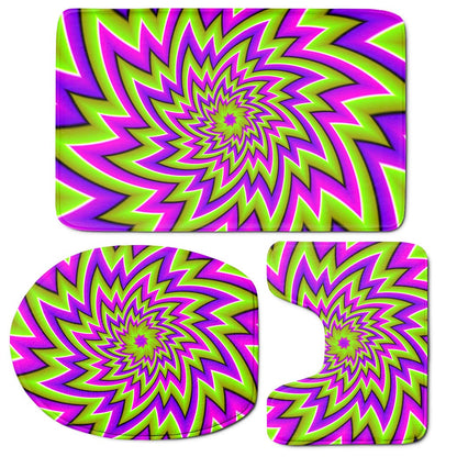 Green Big Bang Moving Optical Illusion 3 Piece Bath Mat Set