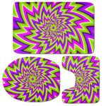 Green Big Bang Moving Optical Illusion 3 Piece Bath Mat Set