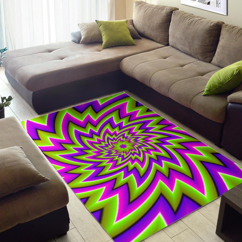 Green Big Bang Moving Optical Illusion Area Rug GearFrost