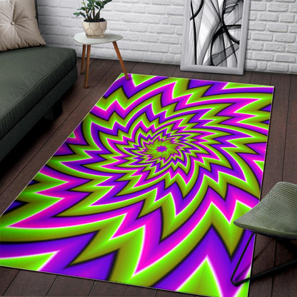 Green Big Bang Moving Optical Illusion Area Rug GearFrost
