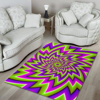 Green Big Bang Moving Optical Illusion Area Rug GearFrost