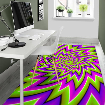 Green Big Bang Moving Optical Illusion Area Rug GearFrost