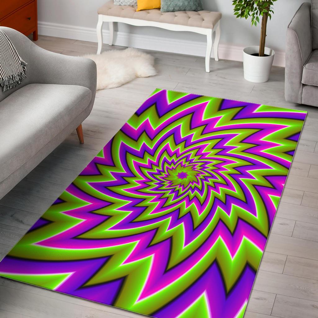 Green Big Bang Moving Optical Illusion Area Rug GearFrost