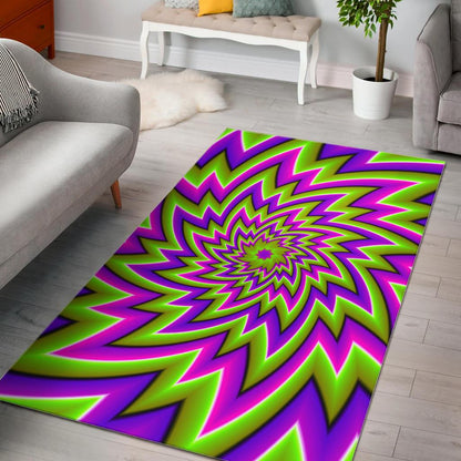 Green Big Bang Moving Optical Illusion Area Rug GearFrost