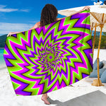 Green Big Bang Moving Optical Illusion Beach Sarong Wrap