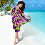 Green Big Bang Moving Optical Illusion Beach Sarong Wrap