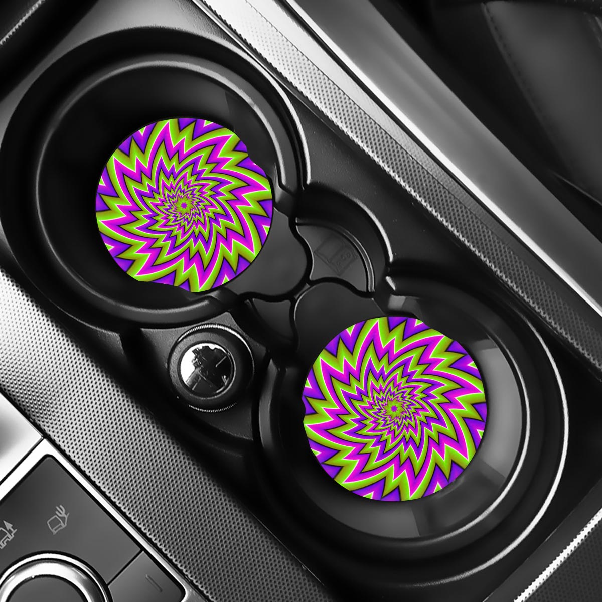 Green Big Bang Moving Optical Illusion Car Coasters