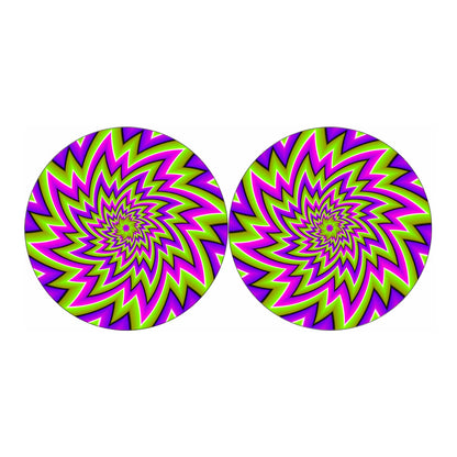 Green Big Bang Moving Optical Illusion Car Coasters