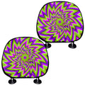 Green Big Bang Moving Optical Illusion Car Headrest Covers