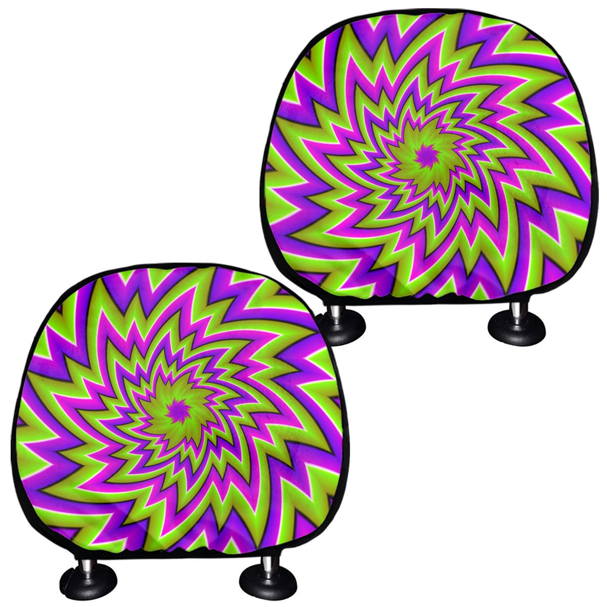 Green Big Bang Moving Optical Illusion Car Headrest Covers