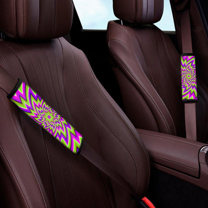 Green Big Bang Moving Optical Illusion Car Seat Belt Covers