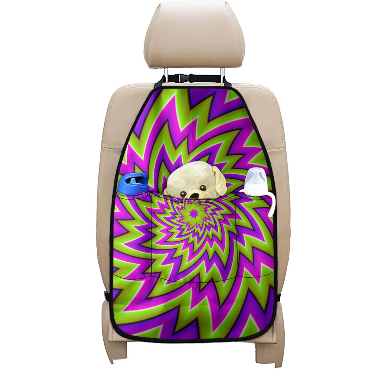 Green Big Bang Moving Optical Illusion Car Seat Organizers