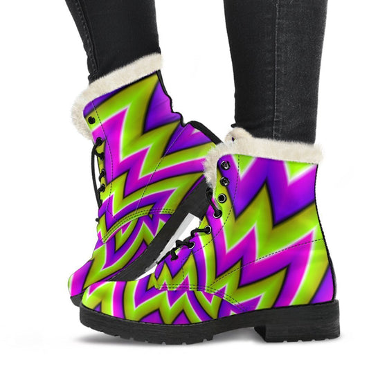 Green Big Bang Moving Optical Illusion Comfy Boots GearFrost