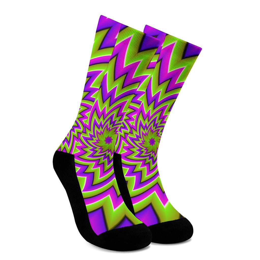 Green Big Bang Moving Optical Illusion Crew Socks