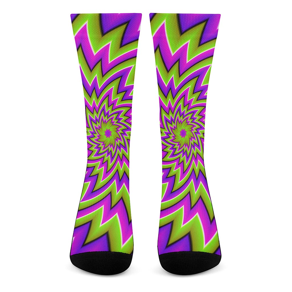 Green Big Bang Moving Optical Illusion Crew Socks