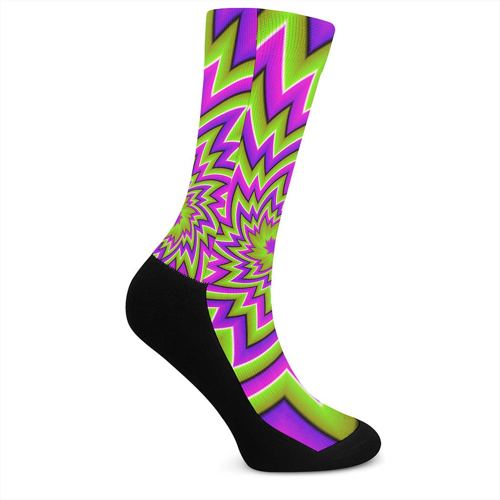 Green Big Bang Moving Optical Illusion Crew Socks
