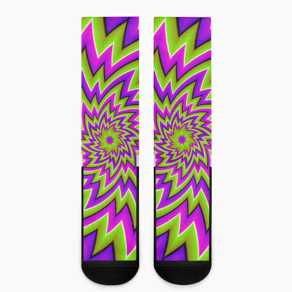 Green Big Bang Moving Optical Illusion Crew Socks
