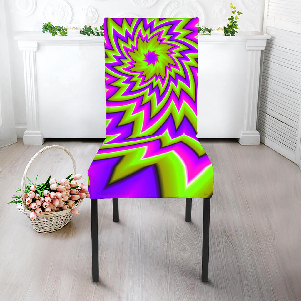 Green Big Bang Moving Optical Illusion Dining Chair Slipcover