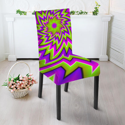 Green Big Bang Moving Optical Illusion Dining Chair Slipcover