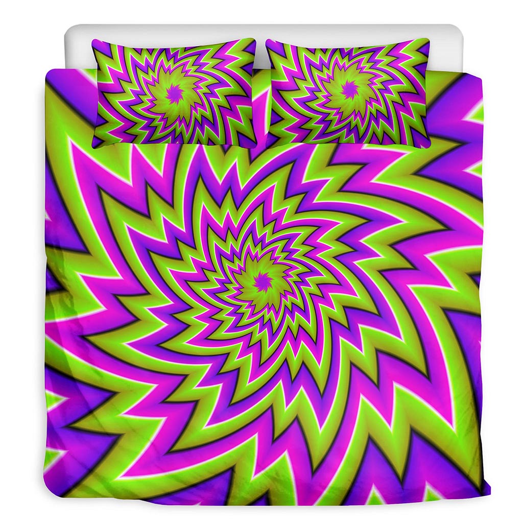 Green Big Bang Moving Optical Illusion Duvet Cover Bedding Set