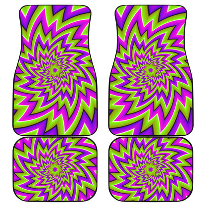 Green Big Bang Moving Optical Illusion Front and Back Car Floor Mats