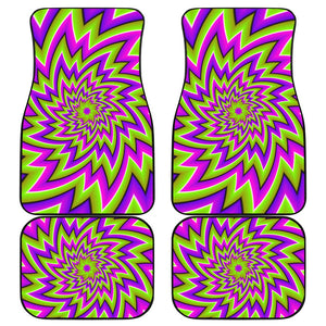 Green Big Bang Moving Optical Illusion Front and Back Car Floor Mats