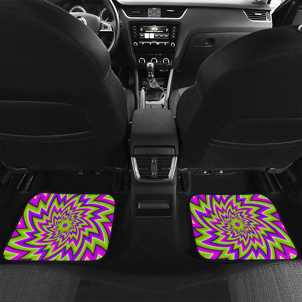 Green Big Bang Moving Optical Illusion Front and Back Car Floor Mats