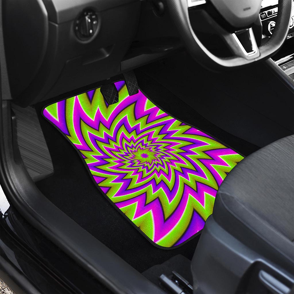 Green Big Bang Moving Optical Illusion Front and Back Car Floor Mats