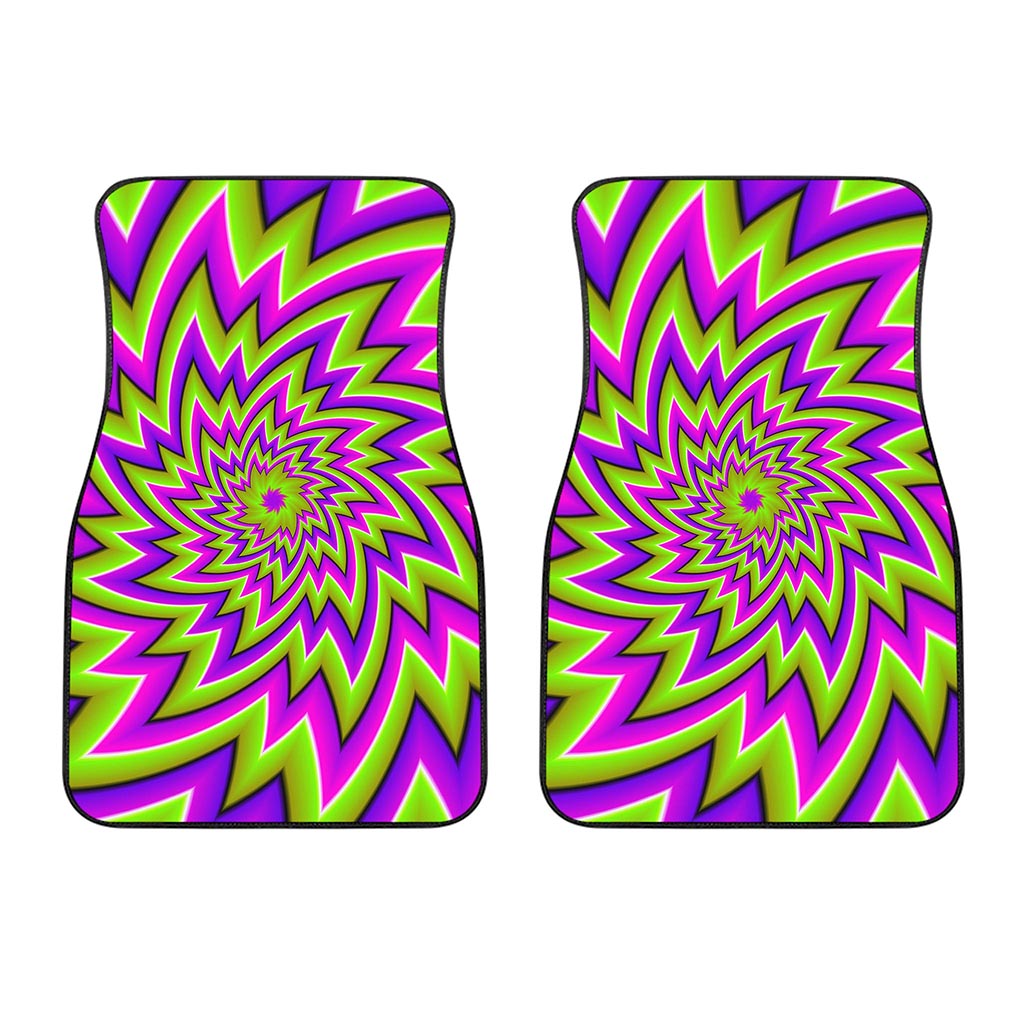 Green Big Bang Moving Optical Illusion Front Car Floor Mats