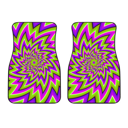Green Big Bang Moving Optical Illusion Front Car Floor Mats