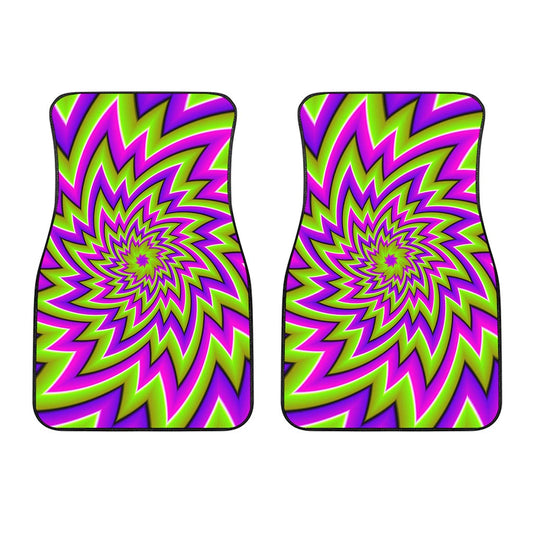 Green Big Bang Moving Optical Illusion Front Car Floor Mats