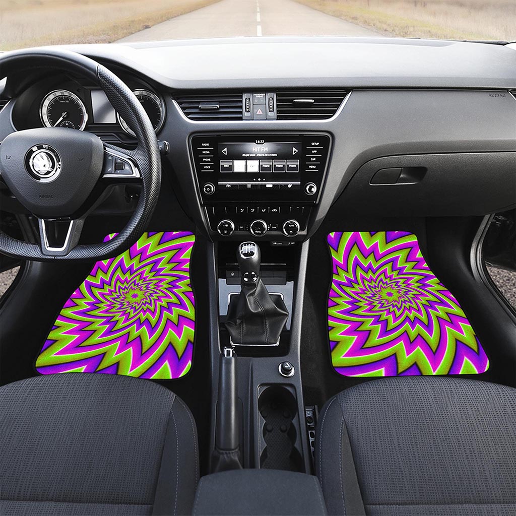Green Big Bang Moving Optical Illusion Front Car Floor Mats