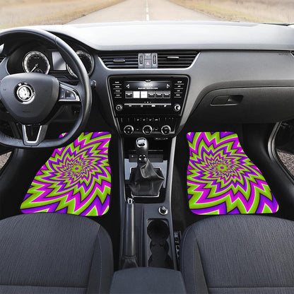 Green Big Bang Moving Optical Illusion Front Car Floor Mats