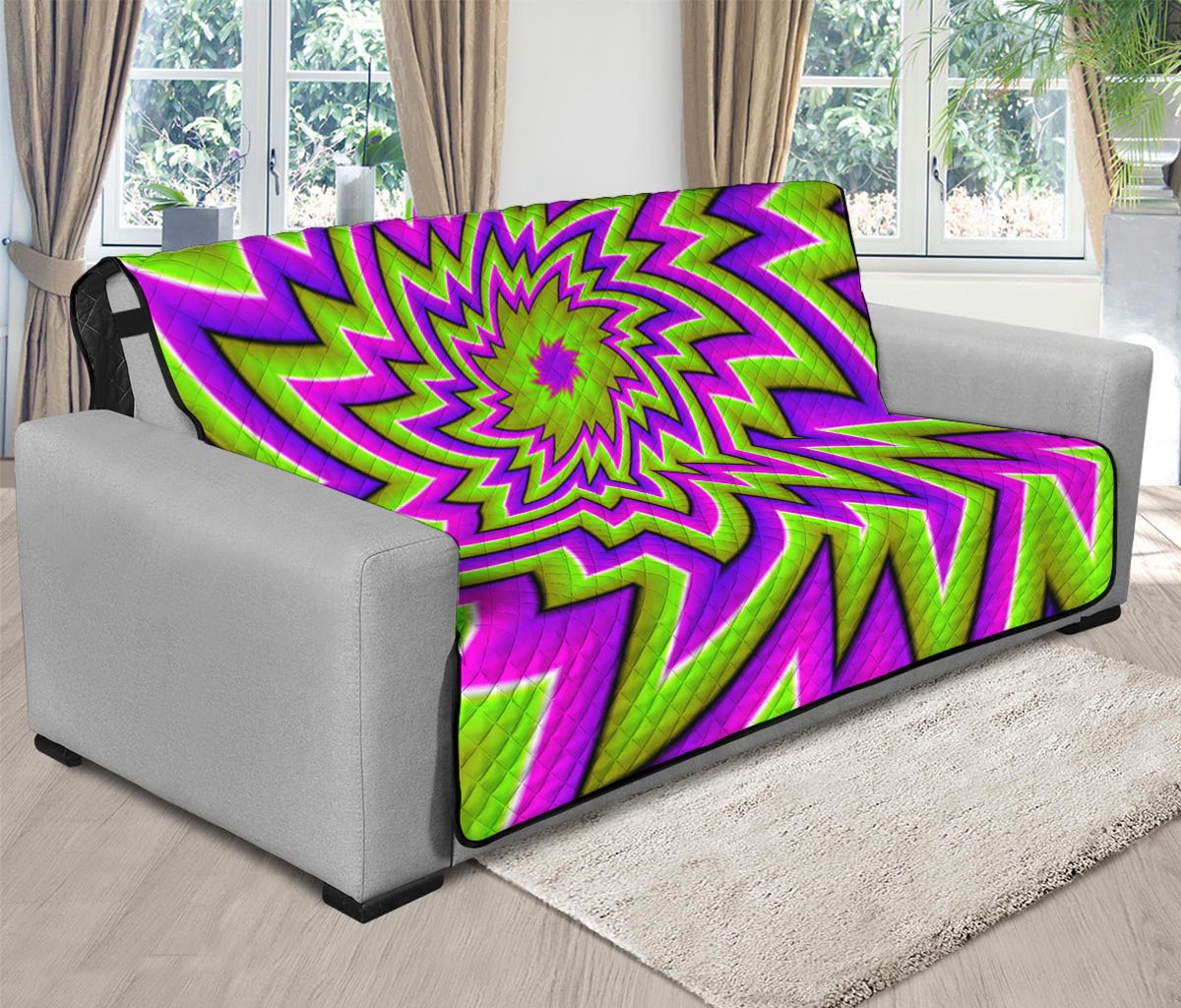 Green Big Bang Moving Optical Illusion Futon Protector