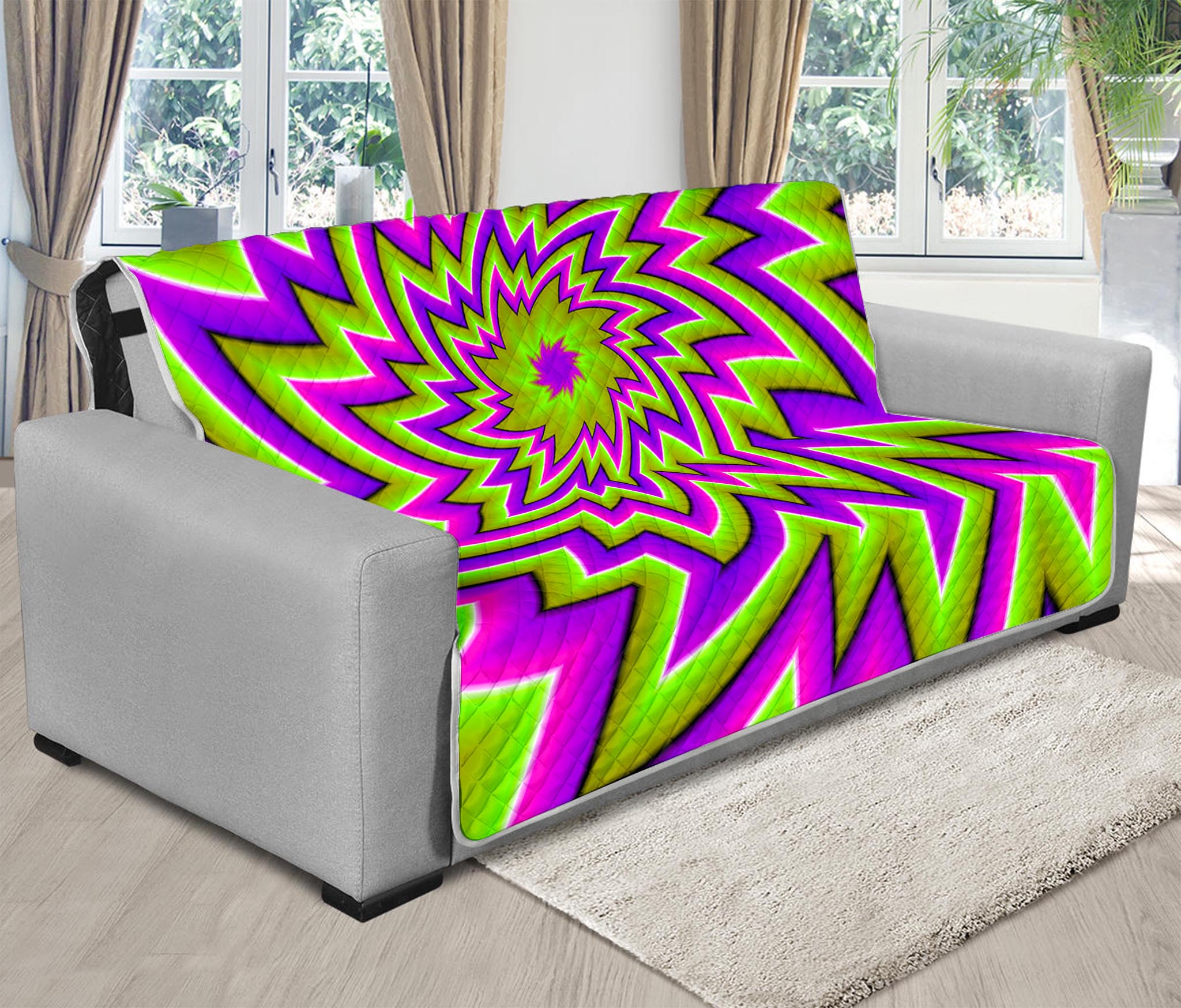 Green Big Bang Moving Optical Illusion Futon Protector