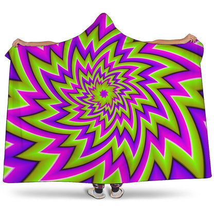 Green Big Bang Moving Optical Illusion Hooded Blanket