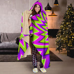 Green Big Bang Moving Optical Illusion Hooded Blanket