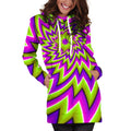 Green Big Bang Moving Optical Illusion Pullover Hoodie Dress