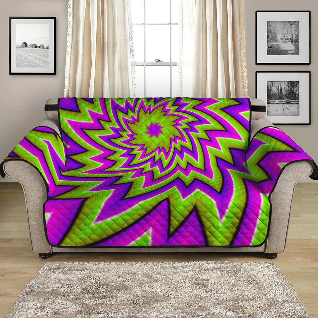 Green Big Bang Moving Optical Illusion Loveseat Protector